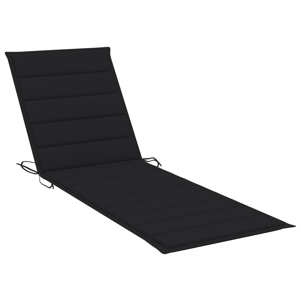 Folding Sun Lounger With Cushion Solid Acacia Wood