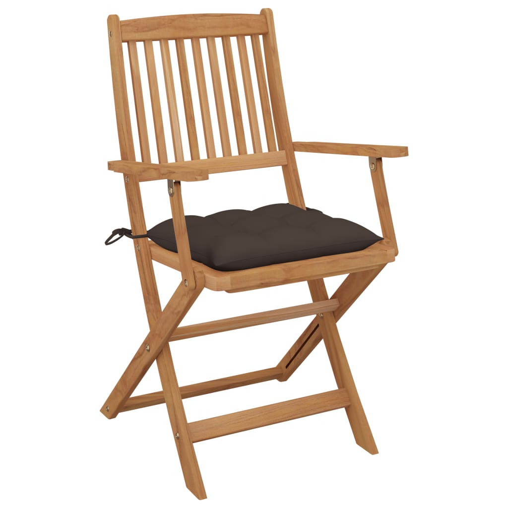 Folding Garden Chairs 2 Pcs With Cushions Solid Acacia Wood