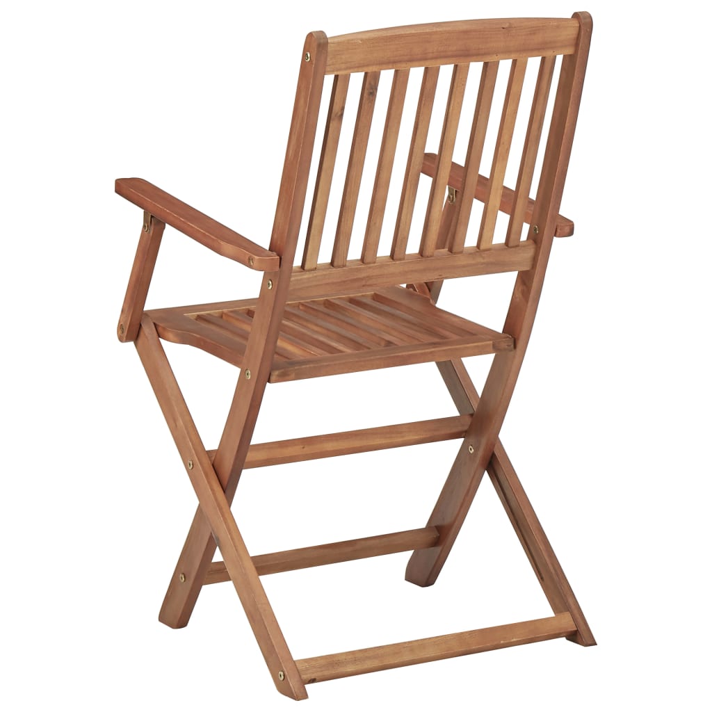 Folding Garden Chairs 2 Pcs With Cushions Solid Acacia Wood