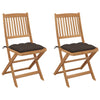 Folding Garden Chairs 2 Pcs With Cushions Solid Acacia Wood