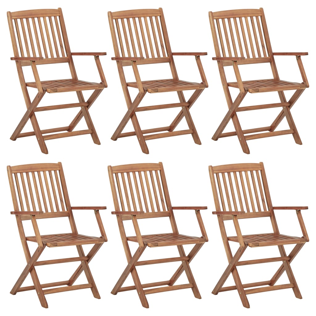 Folding Garden Chairs 6 Pcs Solid Acacia Wood