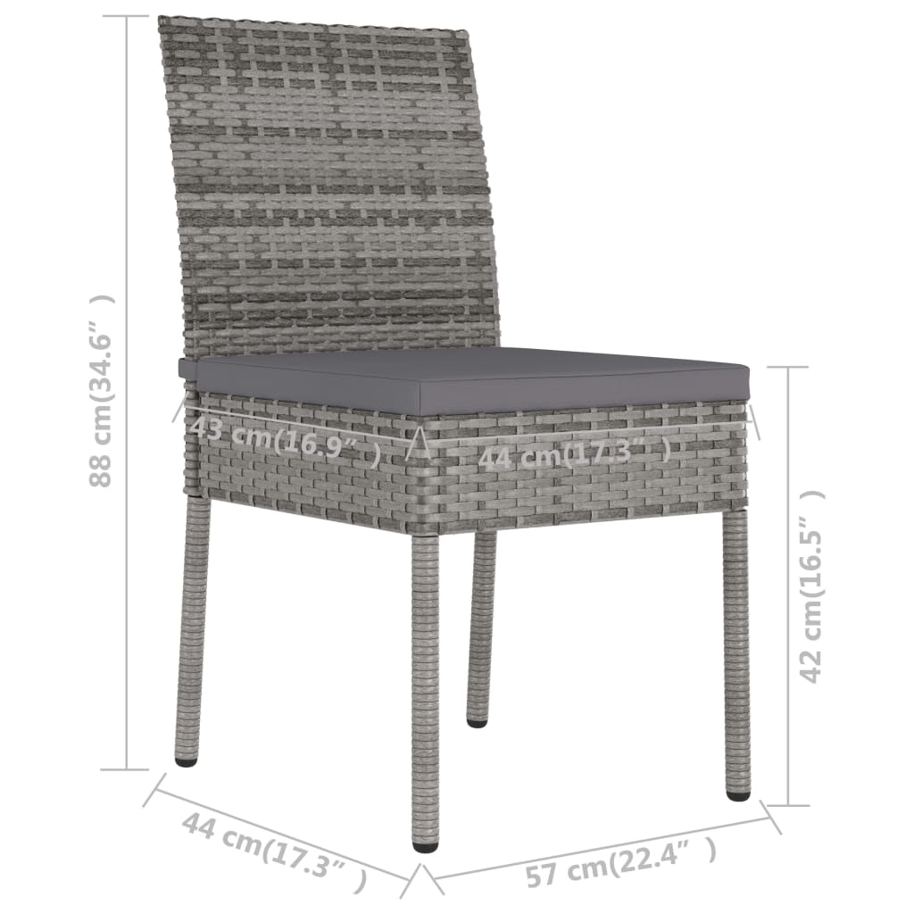 7 Piece Garden Dining Set Poly Rattan Grey