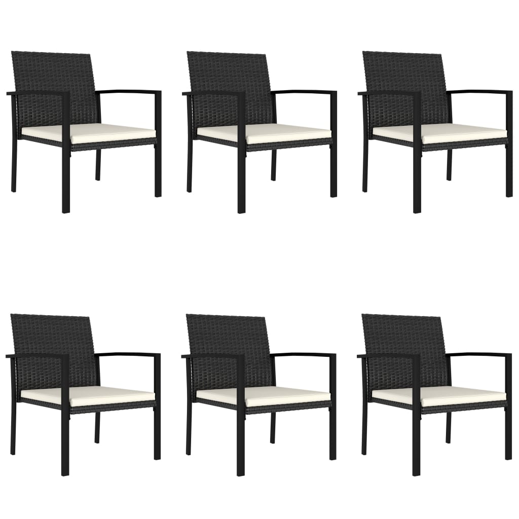 7 Piece Garden Dining Set Poly Rattan Black