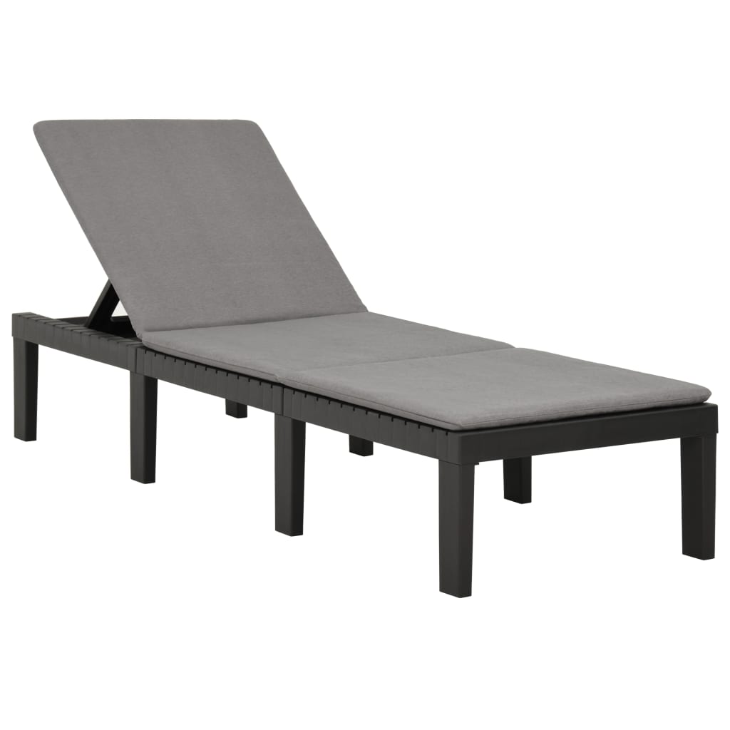 Sun Lounger With Cushion Plastic Anthracite