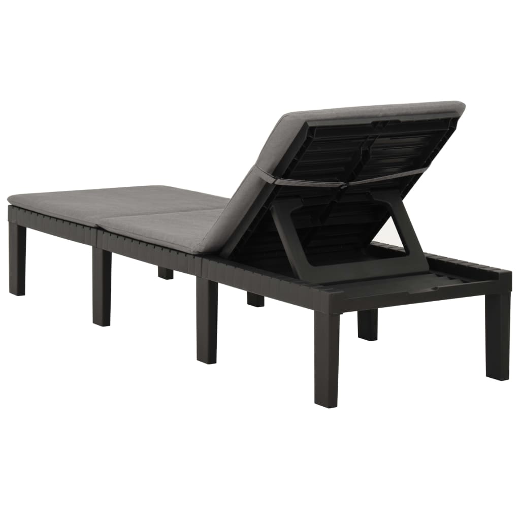 Sun Lounger With Cushion Plastic Anthracite