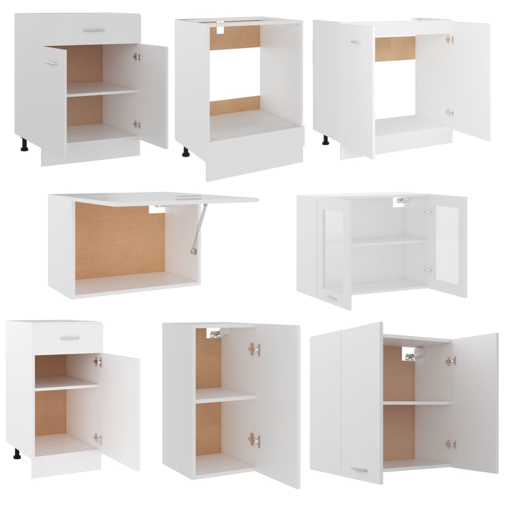 8 Piece Kitchen Cabinet Set White Engineered Wood