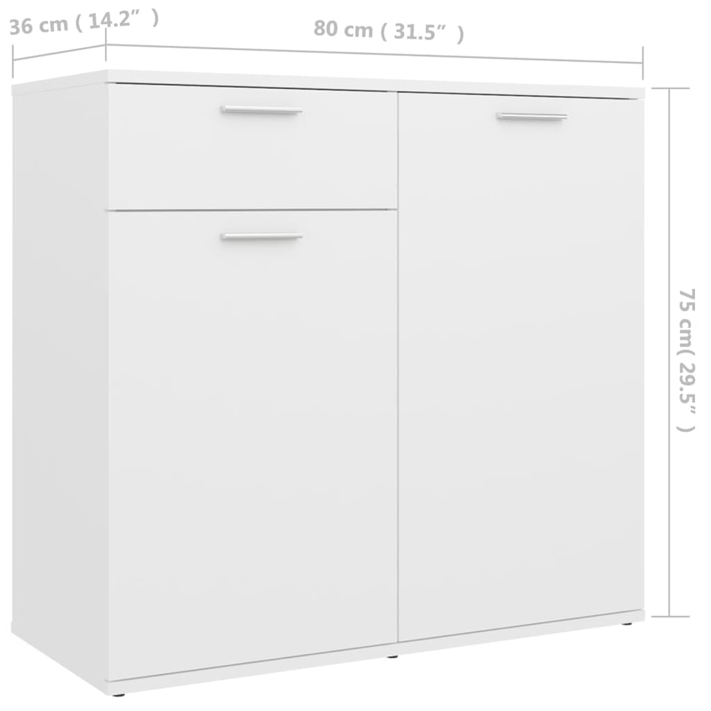 Sideboard White 80X36X75 Cm Engineered Wood