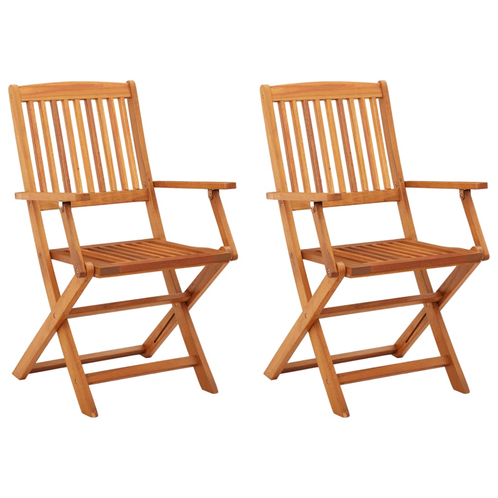 Folding Garden Chairs 2 Pcs Solid Eucalyptus Wood