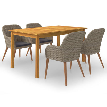 5 Piece Garden Dining Set Brown