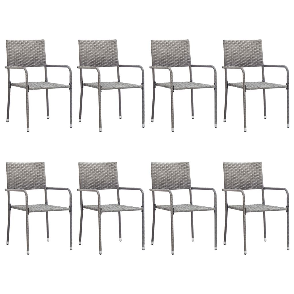 9 Piece Garden Dining Set Grey