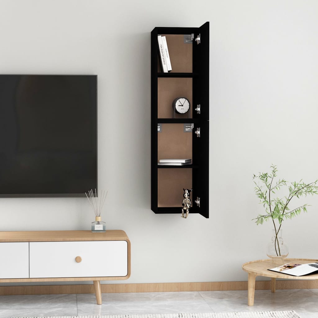 Tv Cabinets 2 Pcs Black 30.5X30X60 Cm Engineered Wood