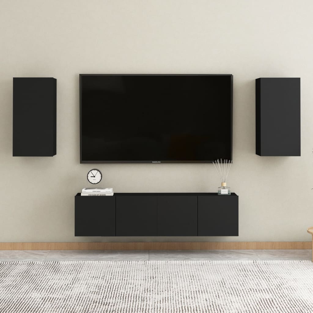 Tv Cabinets 2 Pcs Black 30.5X30X60 Cm Engineered Wood