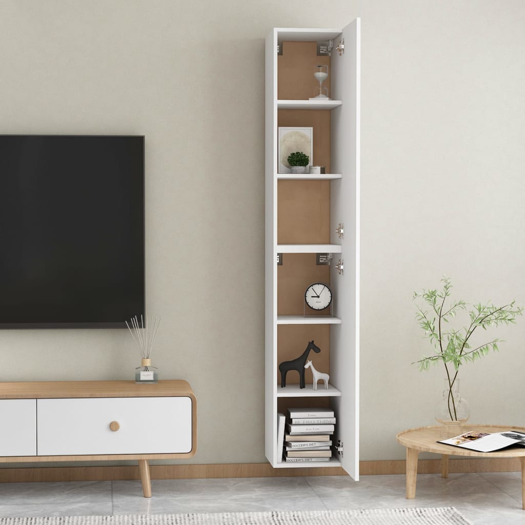 Tv Cabinets 2 Pcs White 30.5X30X90 Cm Engineered Wood