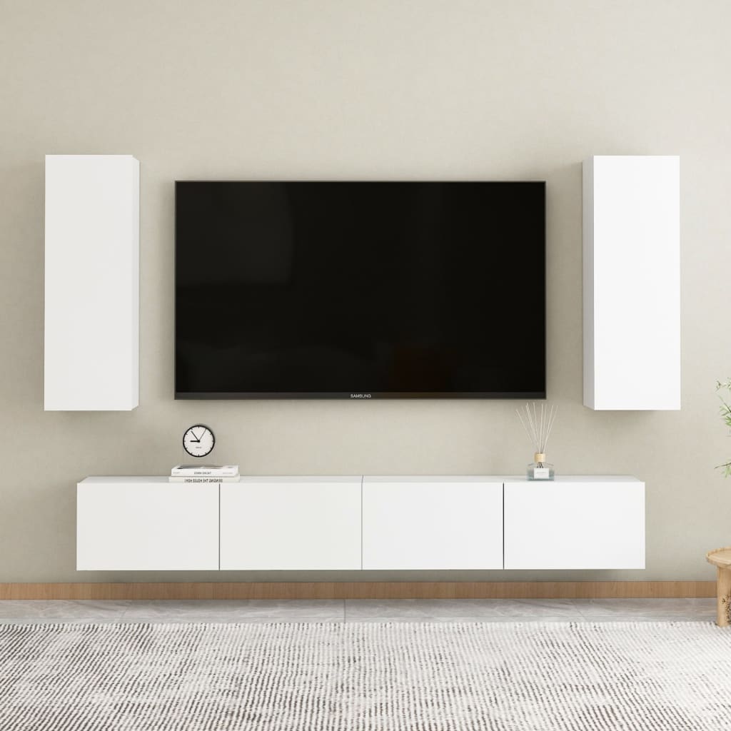 Tv Cabinets 2 Pcs White 30.5X30X90 Cm Engineered Wood