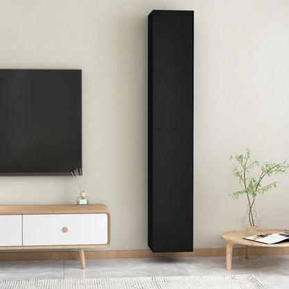Tv Cabinets 2 Pcs Black 30.5X30X90 Cm Engineered Wood