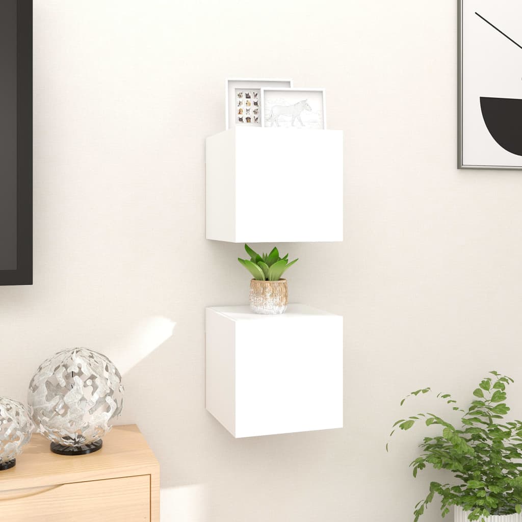 Wall Mounted Tv Cabinets 2 Pcs White 30.5X30X30 Cm