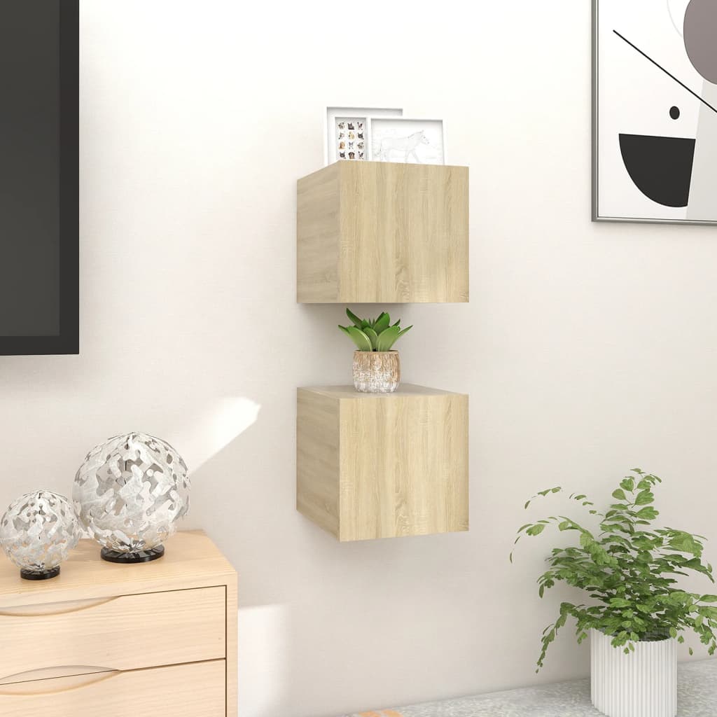 Wall Mounted Tv Cabinets 2 Pcs Sonoma Oak 30.5X30X30 Cm