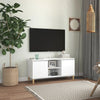 Tv Cabinet With Solid Wood Legs White 103.5X35X50 Cm