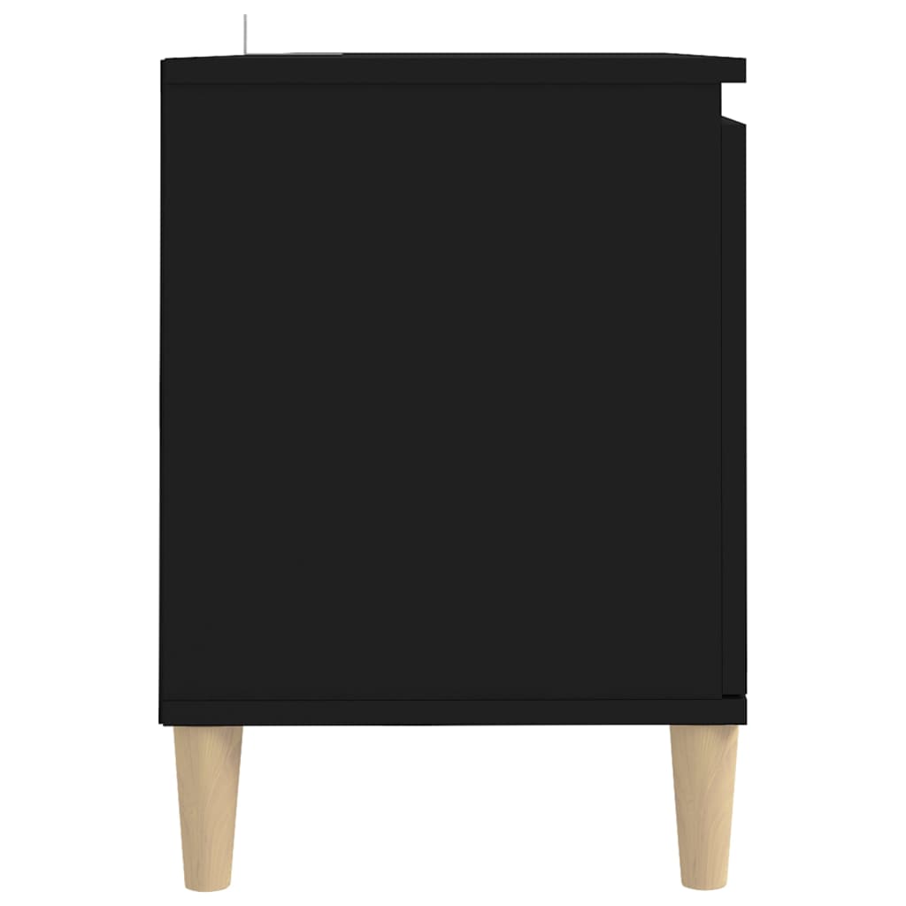 Tv Cabinet With Solid Wood Legs Black 103.5X35X50 Cm