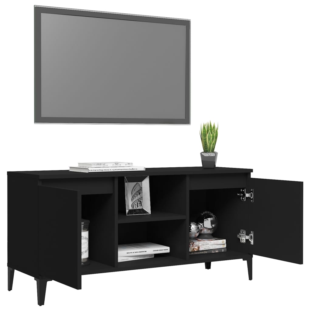 Tv Cabinet With Metal Legs Black 103.5X35X50 Cm