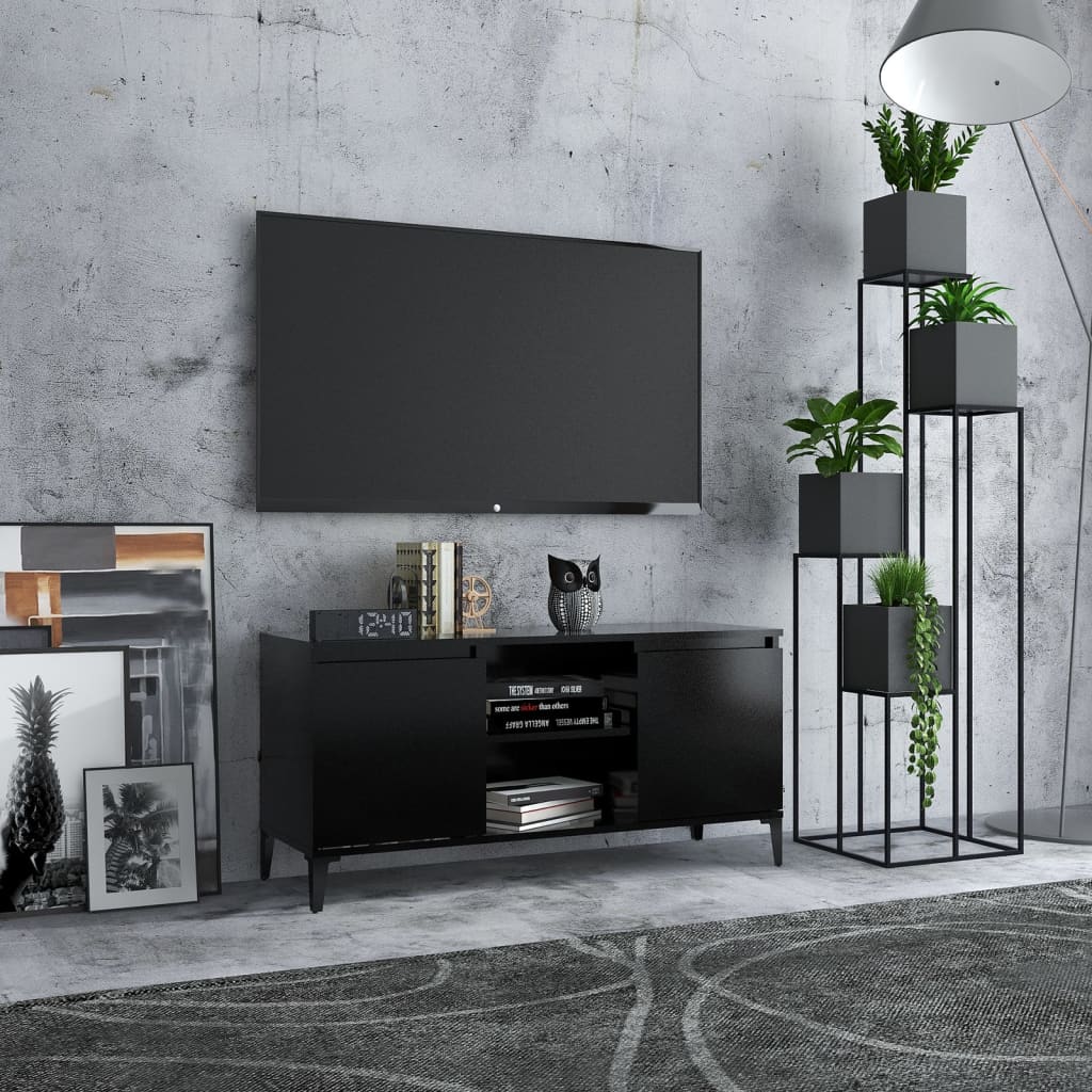 Tv Cabinet With Metal Legs Black 103.5X35X50 Cm