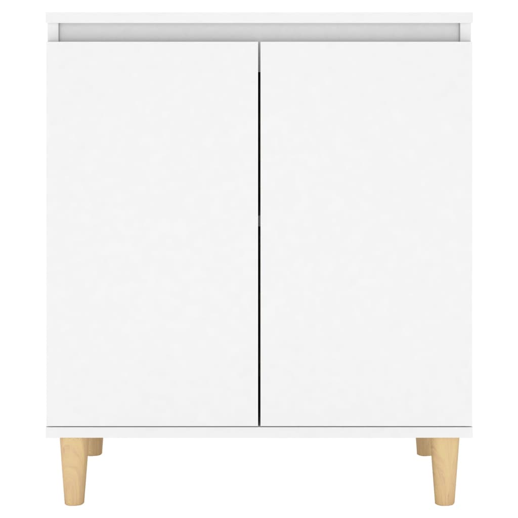 Sideboard With Solid Wood Legs White 60X35X70 Cm Engineered Wood