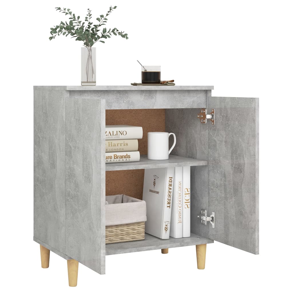 Sideboard&Solid Wood Legs Concrete Grey 60X35X70 Cm Engineered Wood