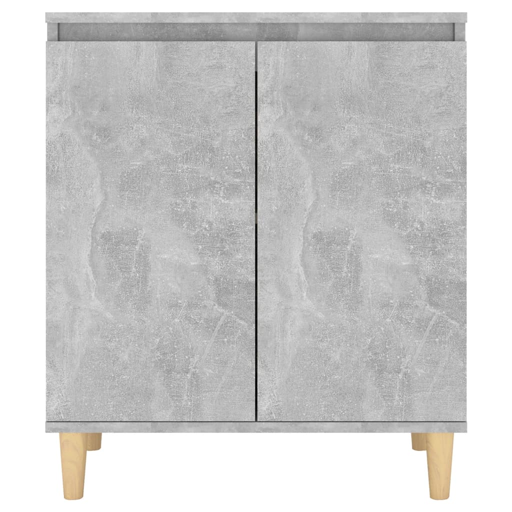 Sideboard&Solid Wood Legs Concrete Grey 60X35X70 Cm Engineered Wood