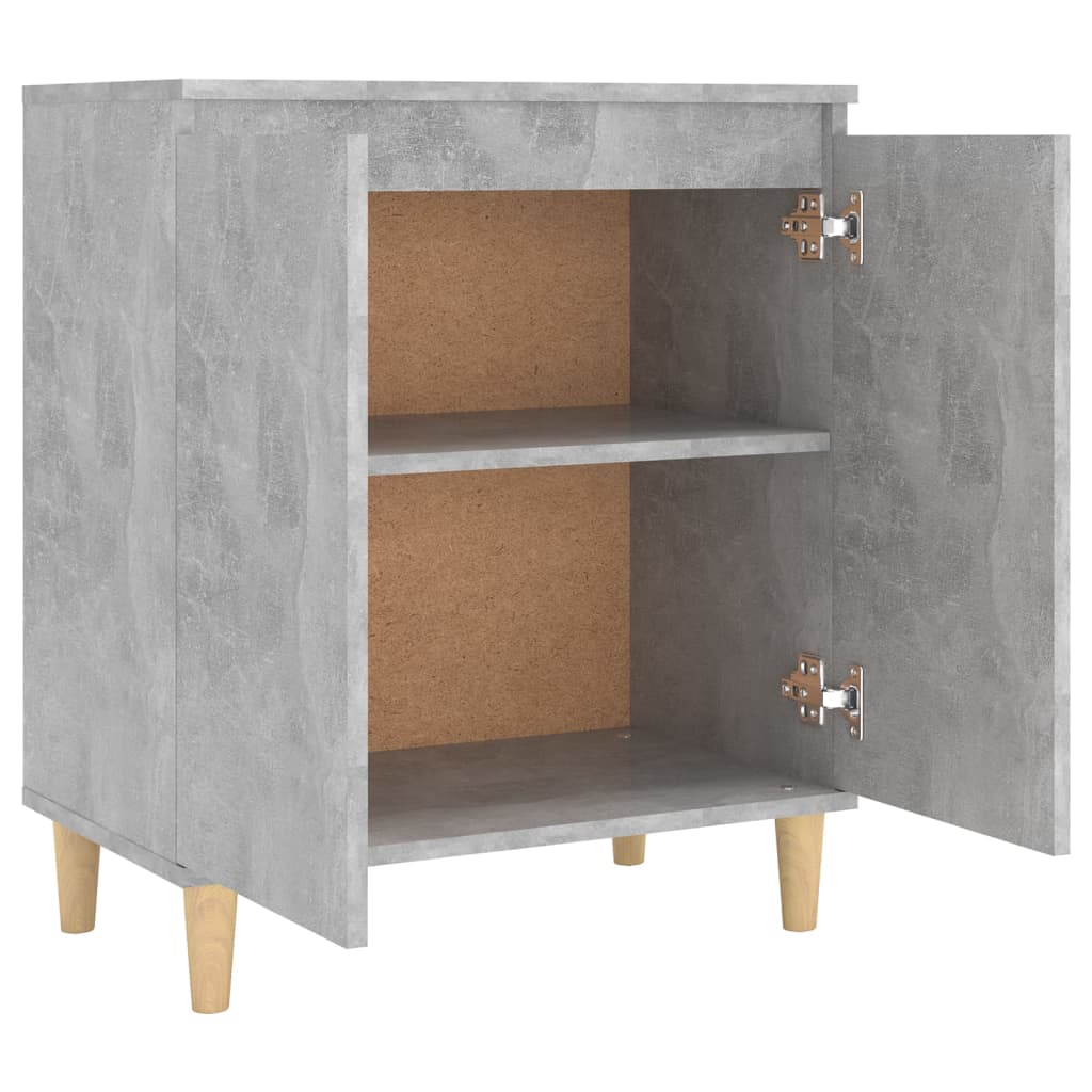 Sideboard&Solid Wood Legs Concrete Grey 60X35X70 Cm Engineered Wood