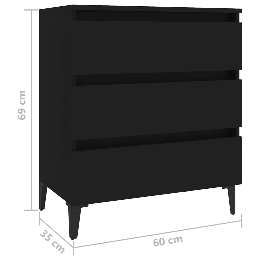 Sideboard Black 60X35X69 Cm Engineered Wood