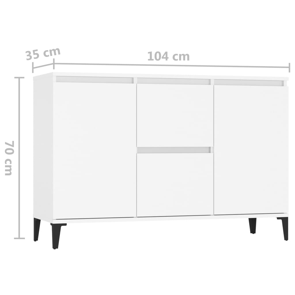 Sideboard White 104X35X70 Cm Engineered Wood