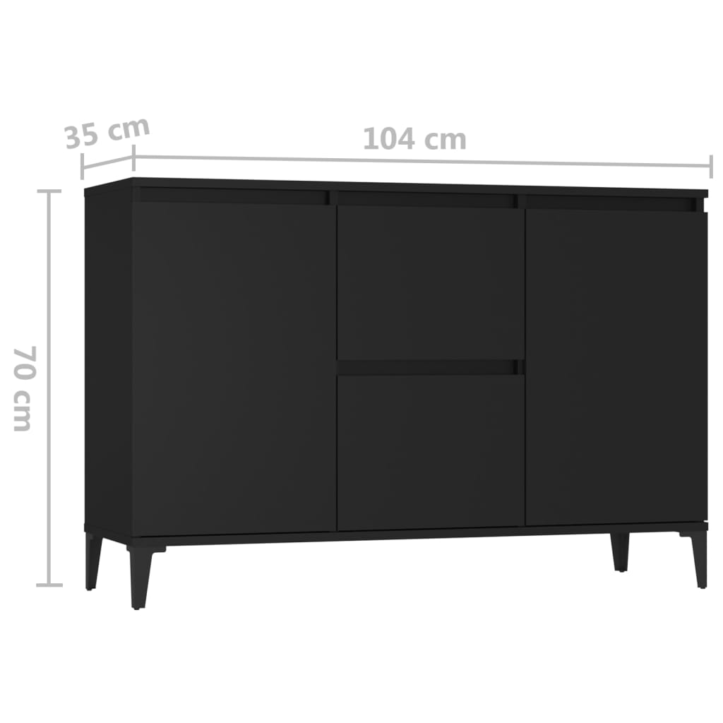 Sideboard Black 104X35X70 Cm Engineered Wood