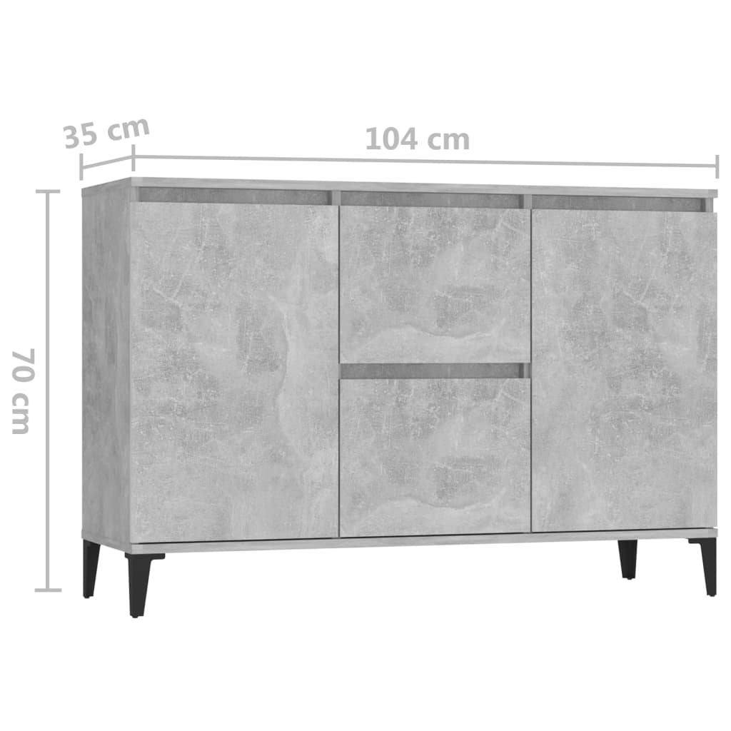 Sideboard Concrete Grey 104X35X70 Cm Engineered Wood