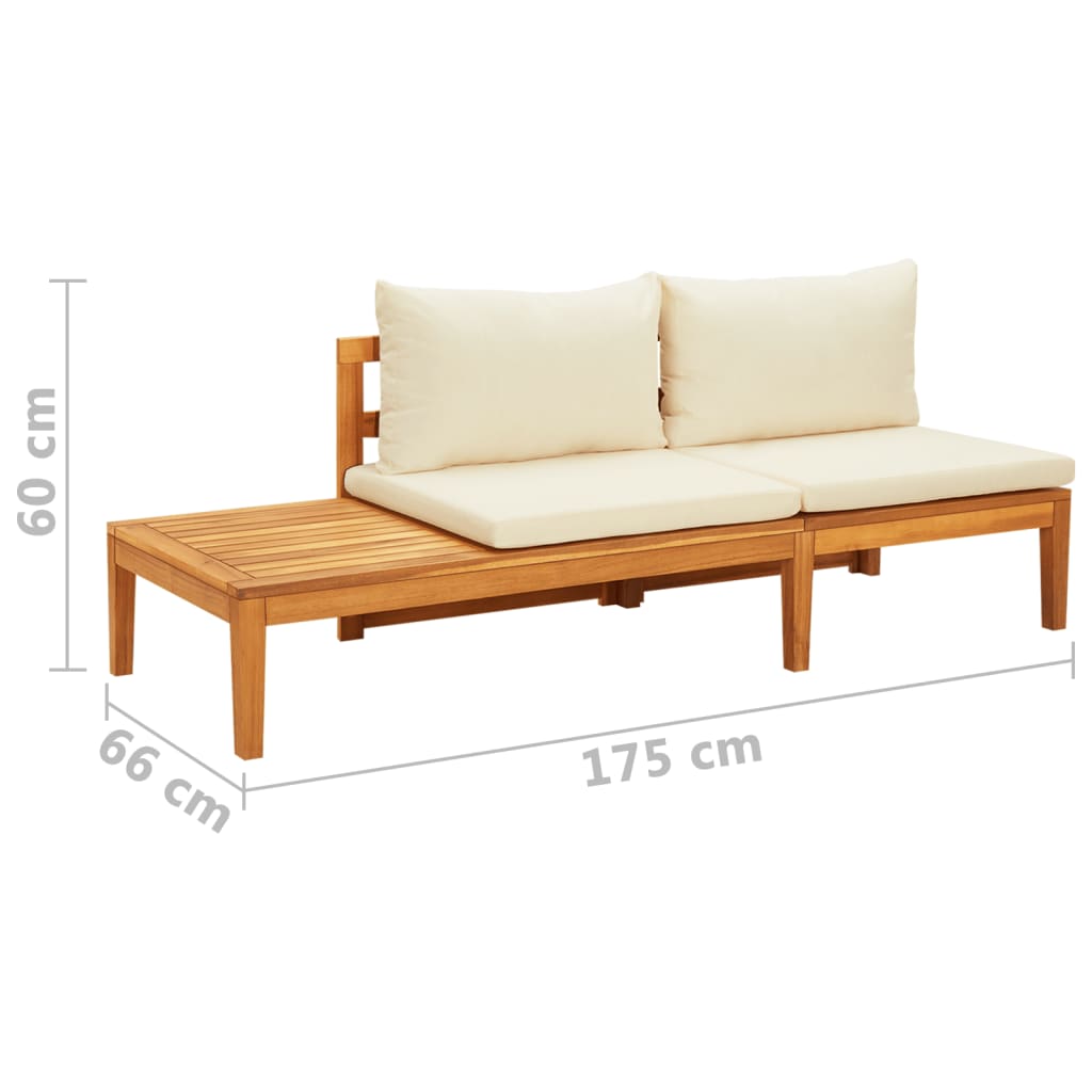 Garden Bench With Table Cream White Cushions Solid Acacia Wood