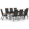 9 Piece Garden Dining Set Aluminium Black