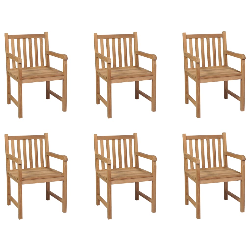 Outdoor Chairs 6 Pcs Solid Teak Wood