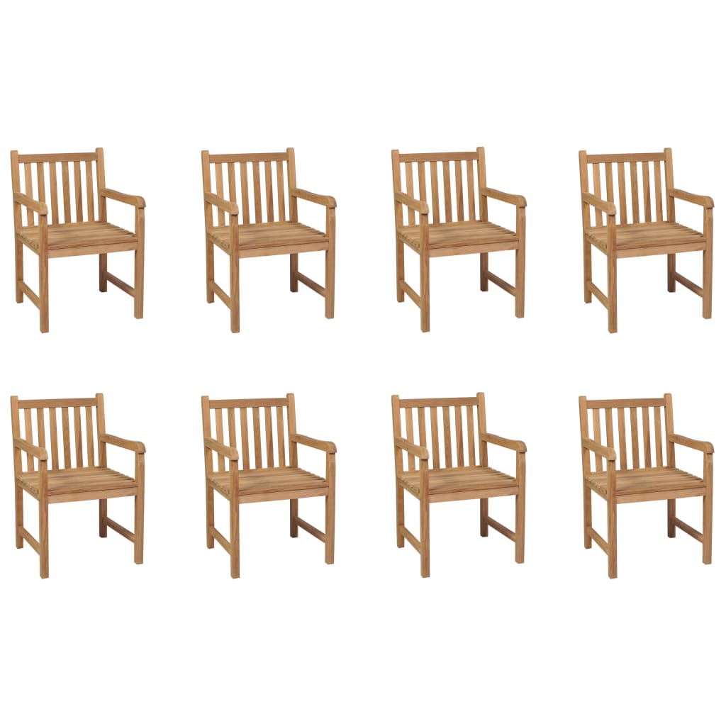 Outdoor Chairs 8 Pcs Solid Teak Wood