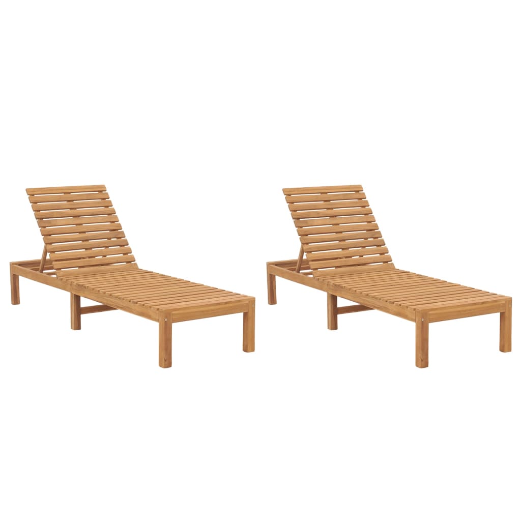 Sun Loungers 2 Pcs Solid Wood Teak