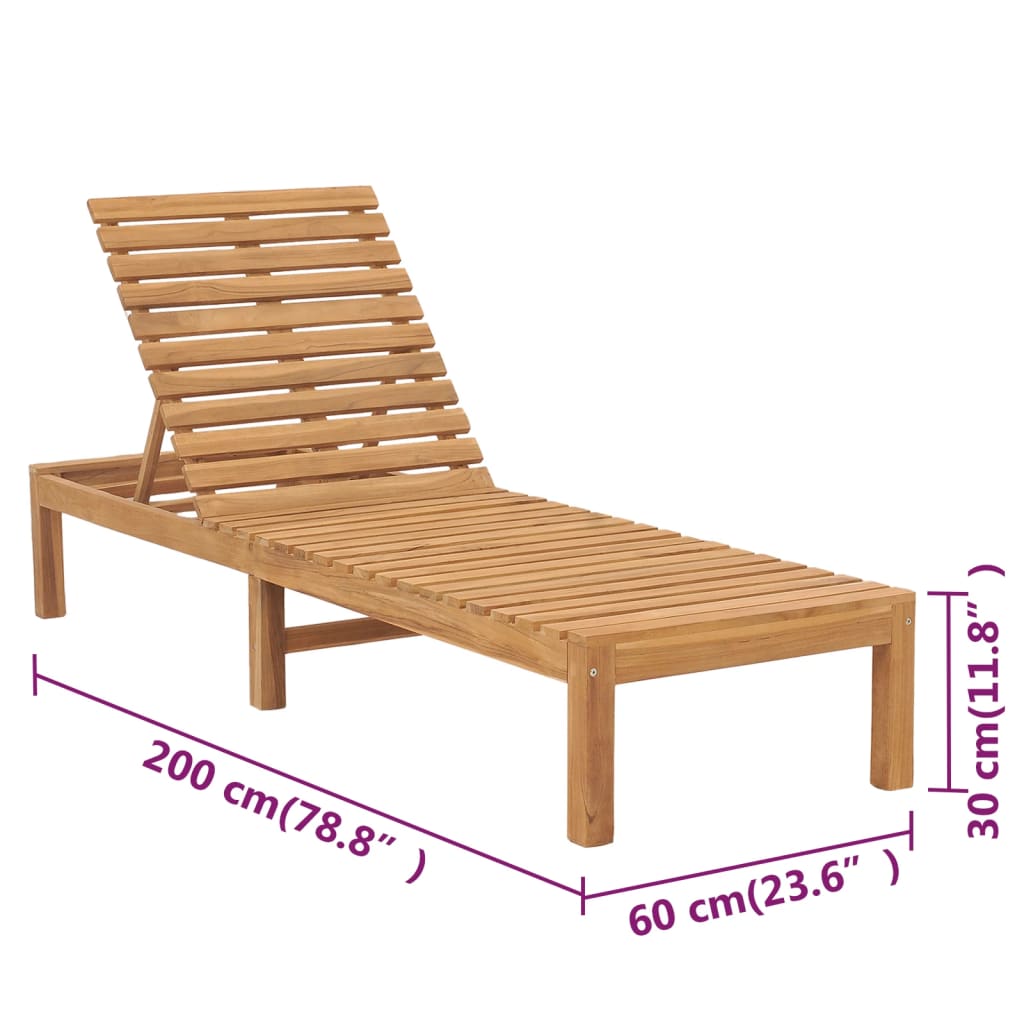 Sun Loungers 2 Pcs Solid Wood Teak