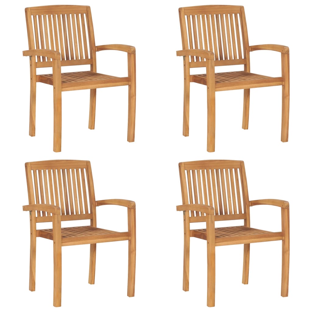 Stacking Garden Chairs 4 Pcs Solid Teak Wood