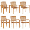 Stacking Garden Chairs 6 Pcs Solid Teak Wood