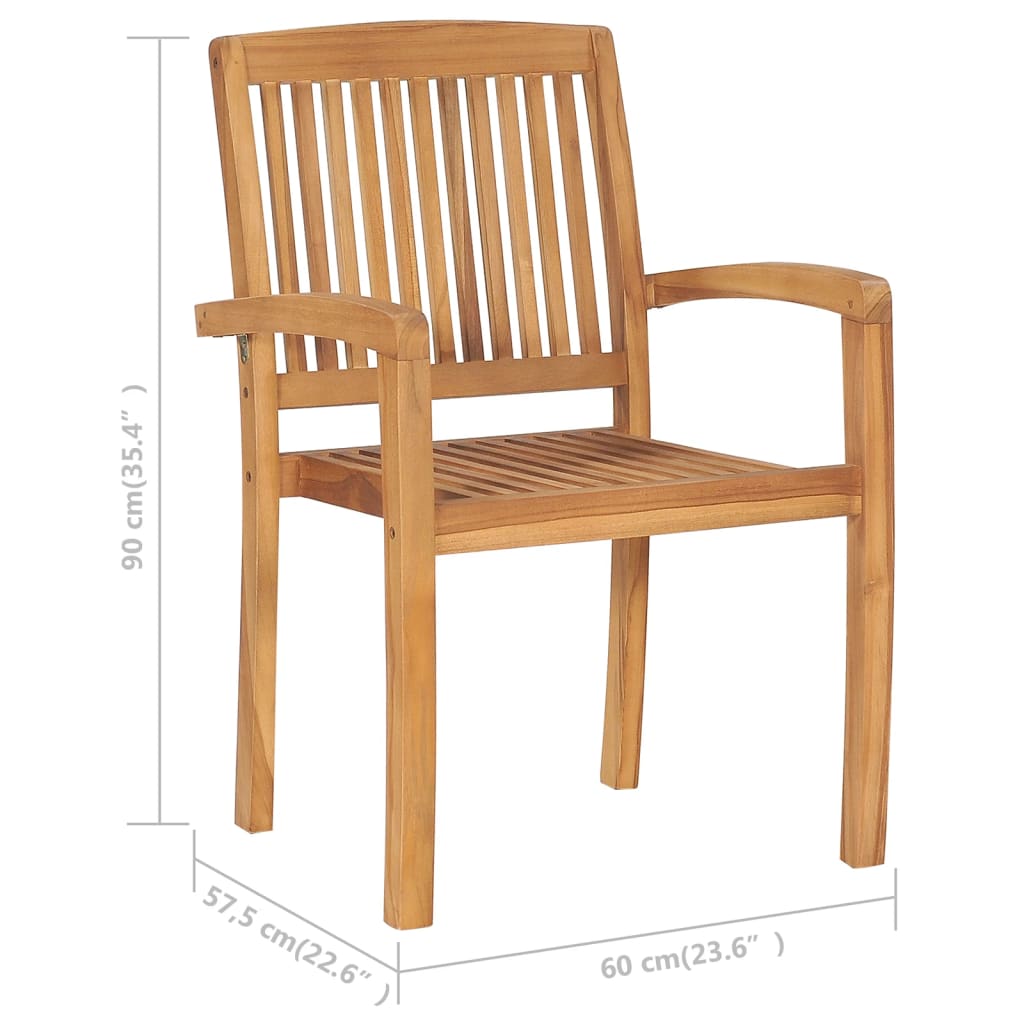 Stacking Garden Chairs 6 Pcs Solid Teak Wood