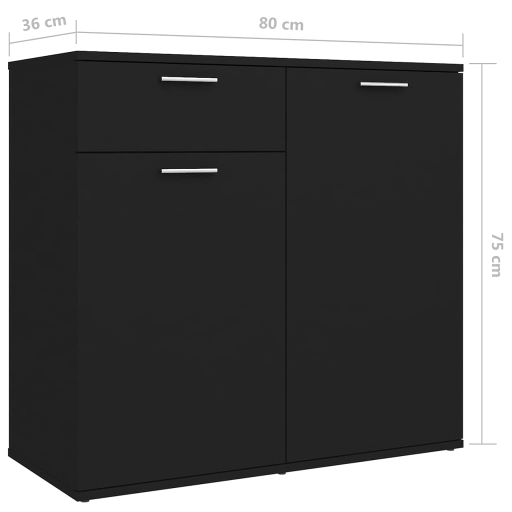 Sideboard Black 160X36X75 Cm Engineered Wood