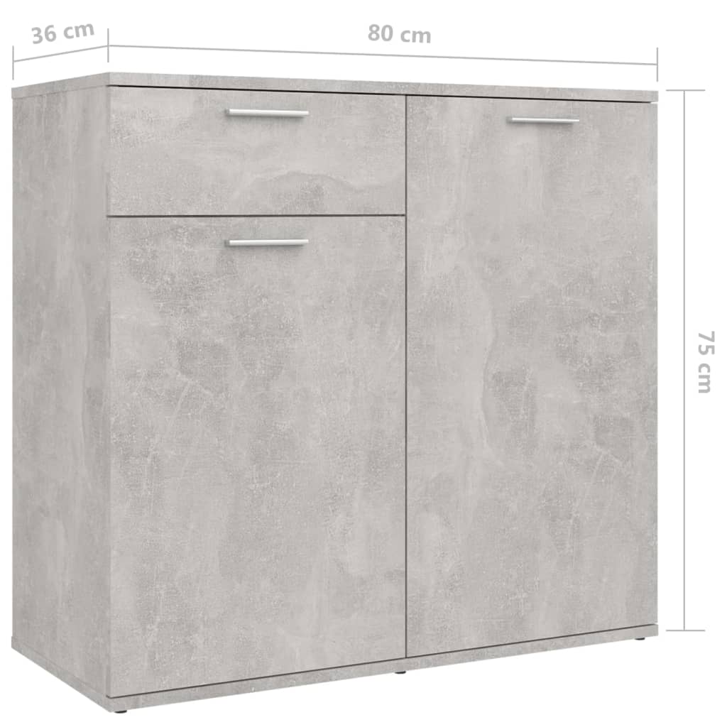 Sideboard Concrete Grey 160X36X75 Cm Engineered Wood