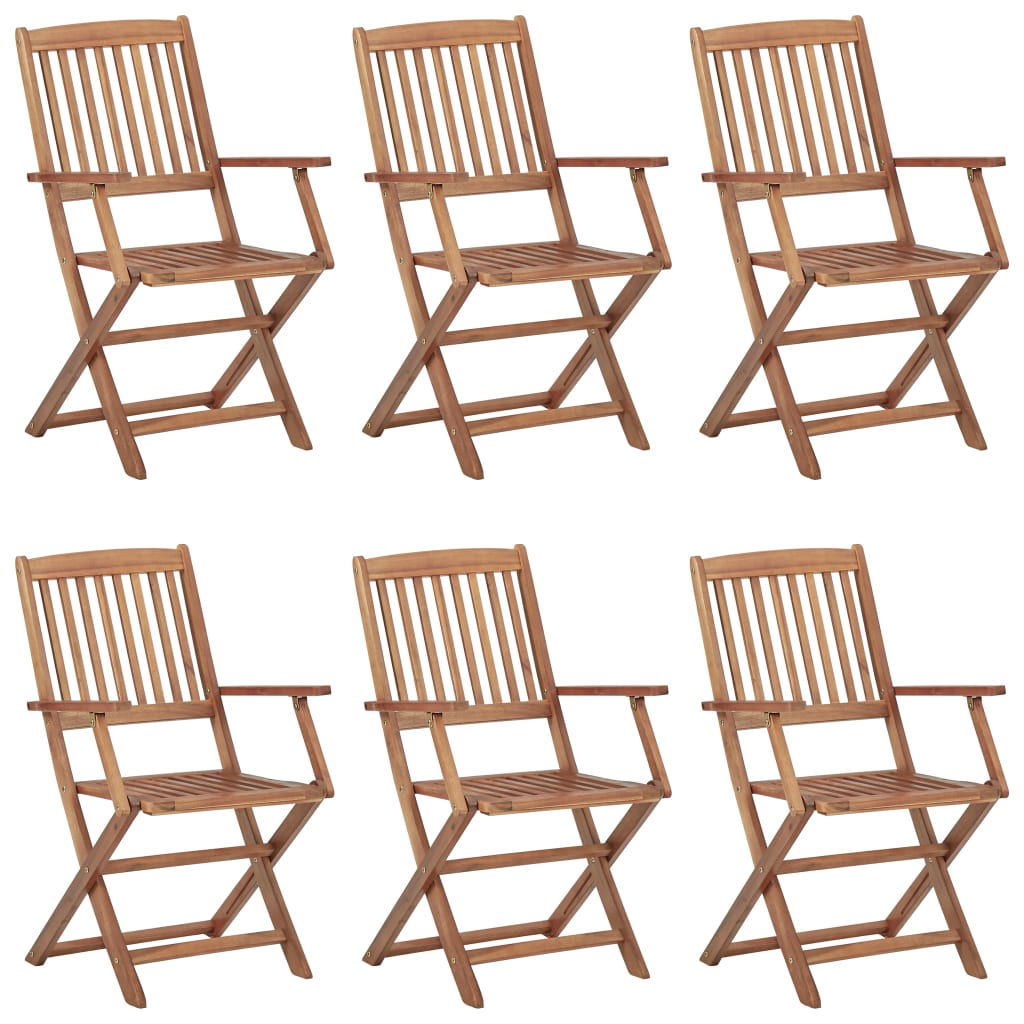 Folding Outdoor Chairs 6 Pcs Solid Acacia Wood