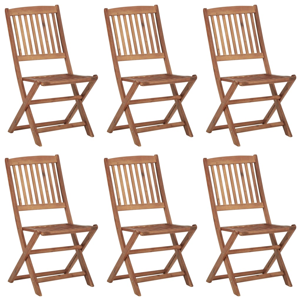 Folding Outdoor Chairs 6 Pcs Solid Acacia Wood