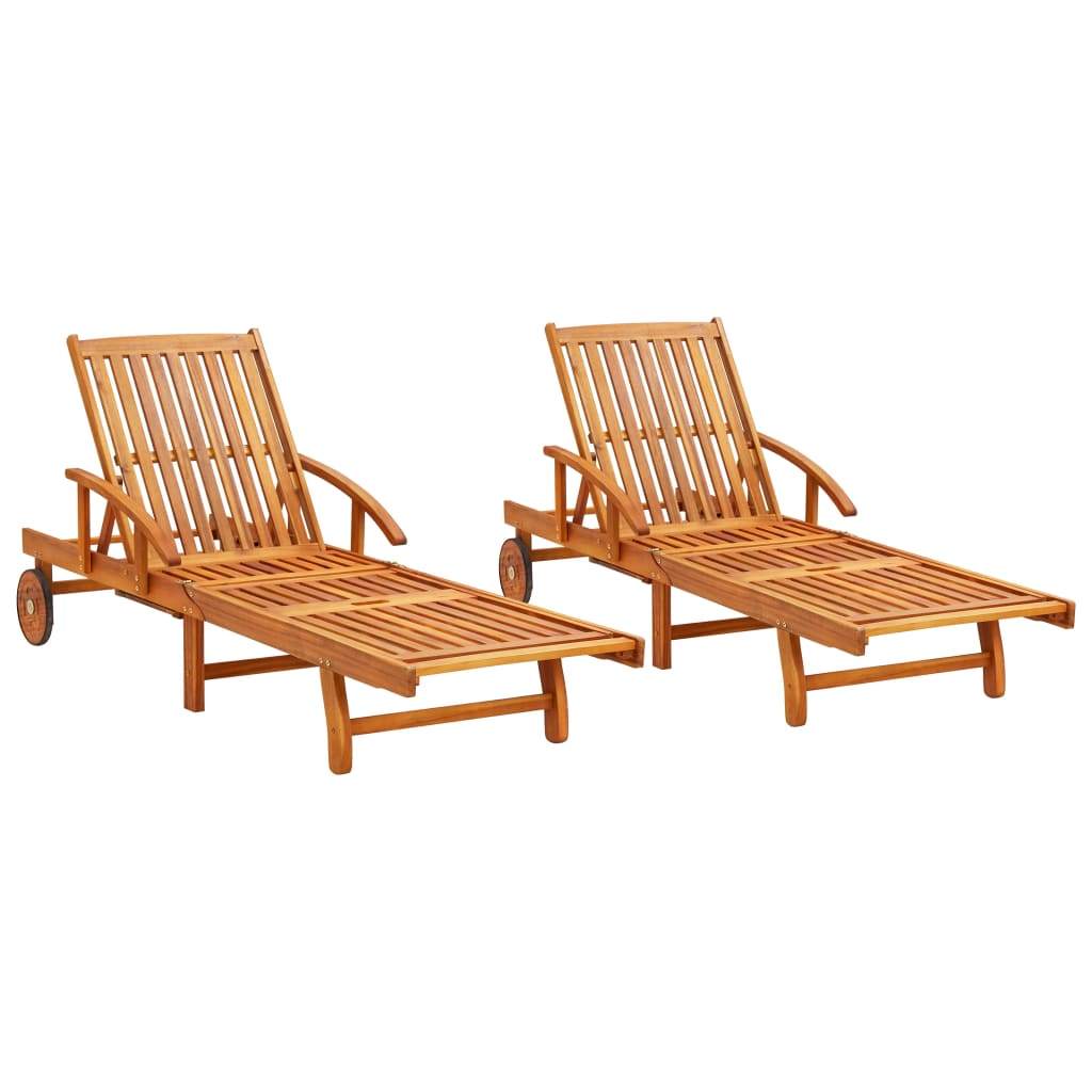 Sun Loungers 2 Pcs Solid Acacia Wood