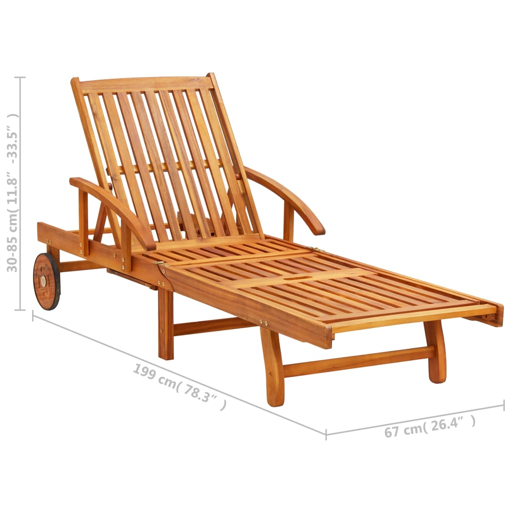 Sun Loungers 2 Pcs Solid Acacia Wood