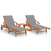 Sun Loungers 2 Pcs With Table And Cushions Solid Acacia Wood