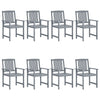 Garden Chairs 8 Pcs Solid Acacia Wood Grey